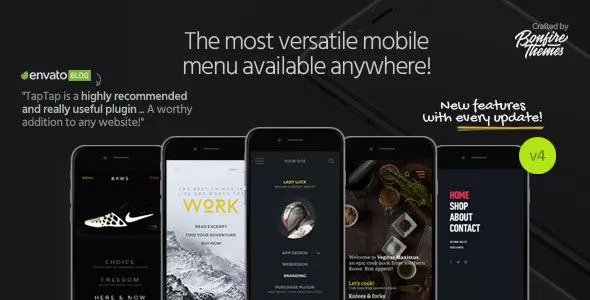 Download Free TapTap v4.1 – A Super Customizable WordPress Mobile Menu