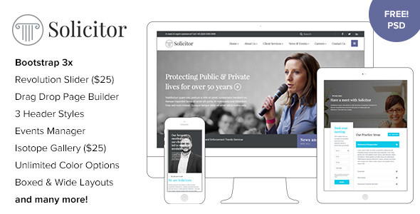 Download Free Solicitor v1.4.1 – Law Business Responsive WordPress Theme
