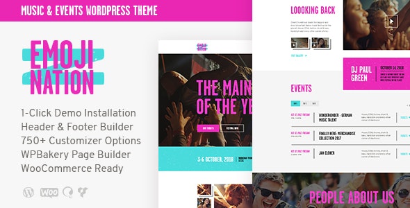 EmojiNation v1.0.6 – Night Club & Concert Event WordPress Theme